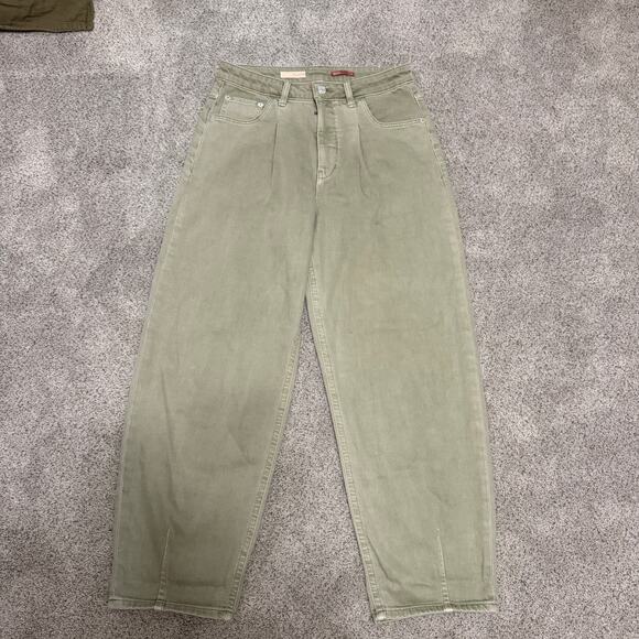 Pilcro The Breaker Barrel Leg Jeans Sz 27 Green Relaxed Pants Anthropologie - Picture 3 of 8